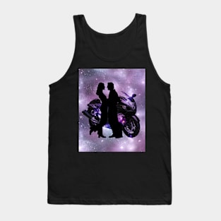 Motorcycle couple in purple Tank Top